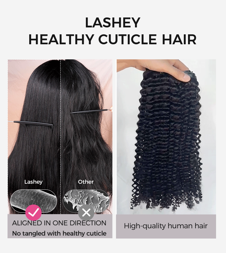 Lashey Upgraded Seamless Clip in Hair Extensions Kinky Curly Real Human Hair