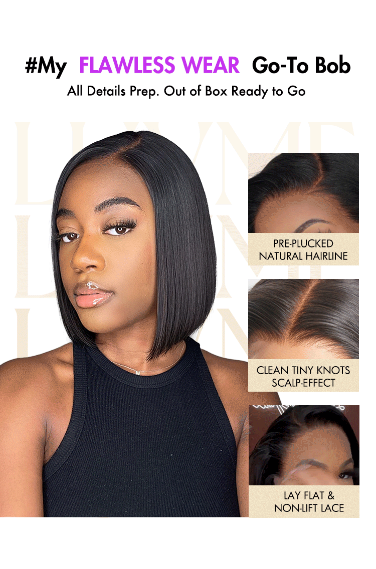 Ultra Natural Glueless Minimalist HD Lace C Part Bob Wig 100% Human Hair | Classic & Chic