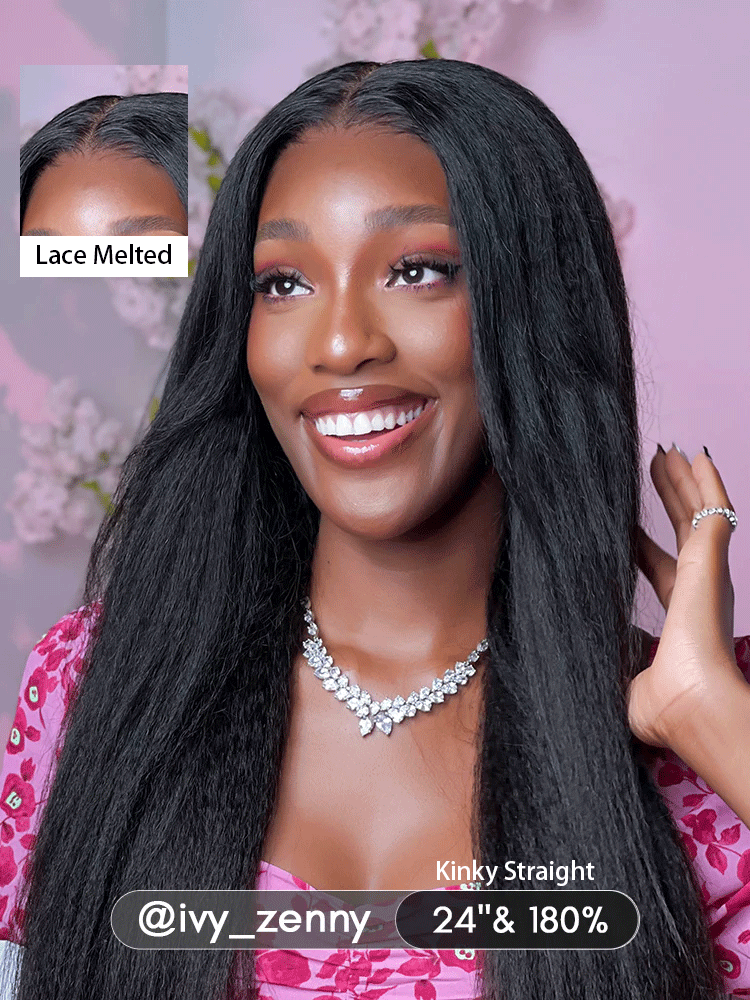 Onimehair™ Pre-bleached onimehair Straight Hair Wear Go Glueless Wig 7x5 Pre-cut HD Lace Pre-plucked