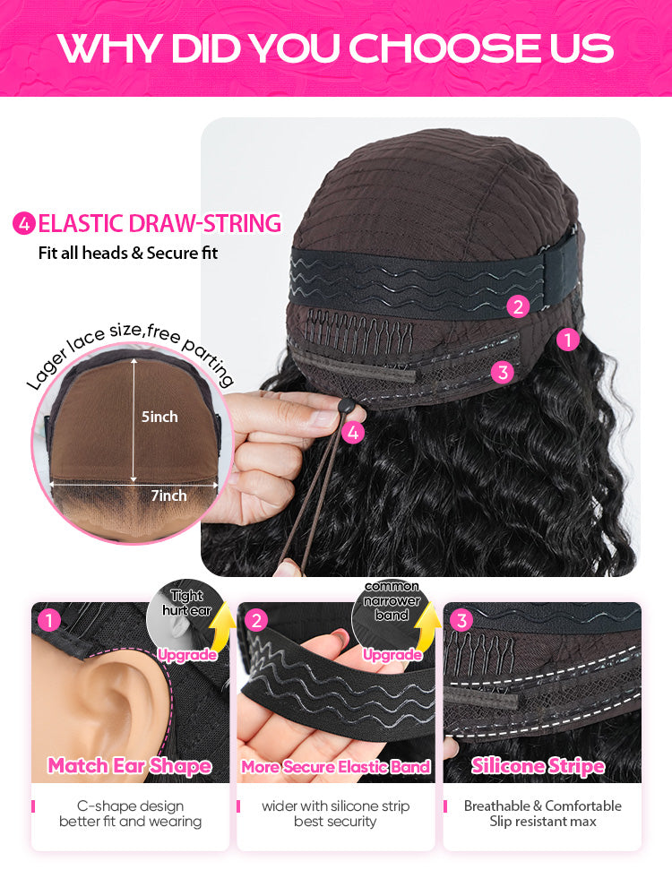 Onimehair™ Pre-bleached Wear Go Glueless Wig 7x5 Pre-cut HD Lace Burmese Curly Human Hair