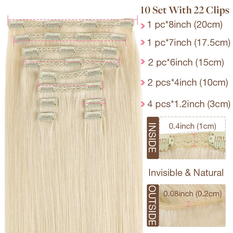 Double Drawn Clip in Hair Extensions 160g-sale