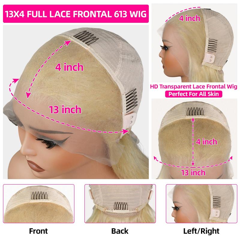 Onime Curly Bob Wig – 13x4 HD Lace Front Human Hair Pre Plucked Glueless Short Black Color Wear and Go 613 Blonde 13x4 Full Lace Front Wig HD Transparent Body Wave Human Hair Wigs 210% Pre-Plucked Natural Hairline