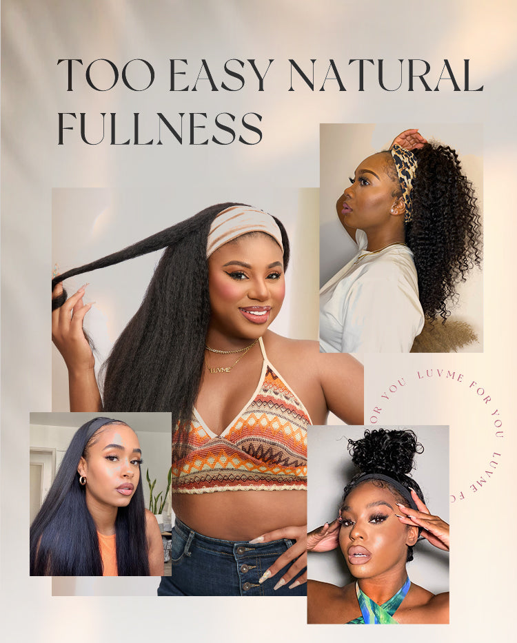 Luvme Too Easy Texture™ Wig Kinky Straight Flexi-Fit Drawstring Glueless Headband Wig (Get Free Trendy Headbands)-17