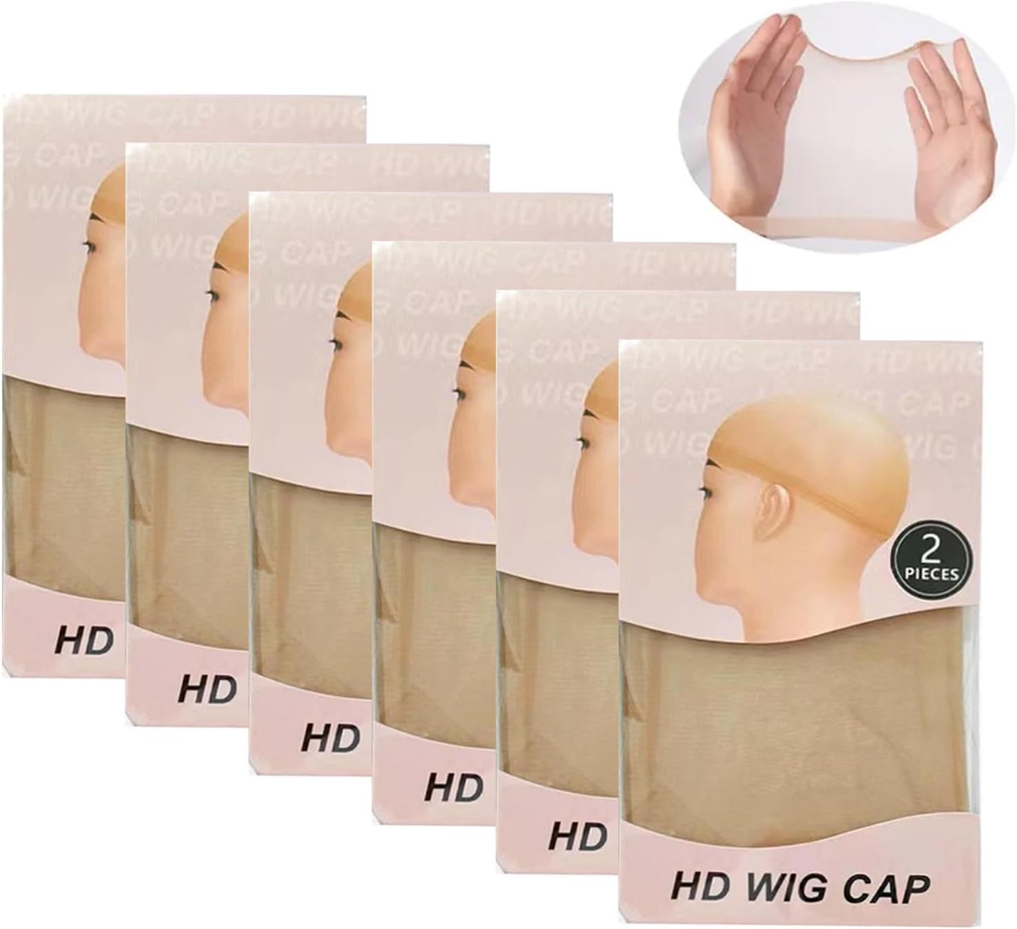 4 Pcs HD Wig Cap for Lace Front Wig 2 PCS Adjustable Lace Melting Band for Wig Edge,Salon Melt Belt for Wigs, Invisible Hd Wig Cap Sheer Stocking Caps(2 Black Bands+4 Pcs HD Wig Caps)