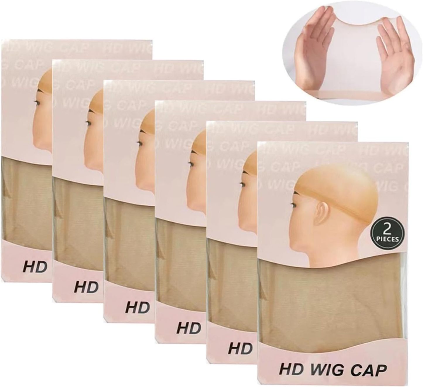 4 Pcs HD Wig Cap for Lace Front Wig 2 PCS Adjustable Lace Melting Band for Wig Edge,Salon Melt Belt for Wigs, Invisible Hd Wig Cap Sheer Stocking Caps(2 Black Bands+4 Pcs HD Wig Caps)