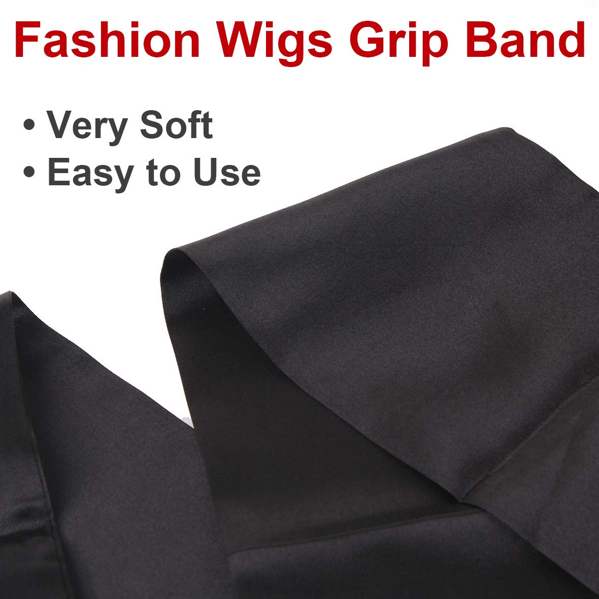 Wig Grip Band Soft Satin Scarf Fashion Headbands for Lace Frontal Wigs Fixing, Makeup, Sports, Yoga, Facial (1 Pcs, Black)