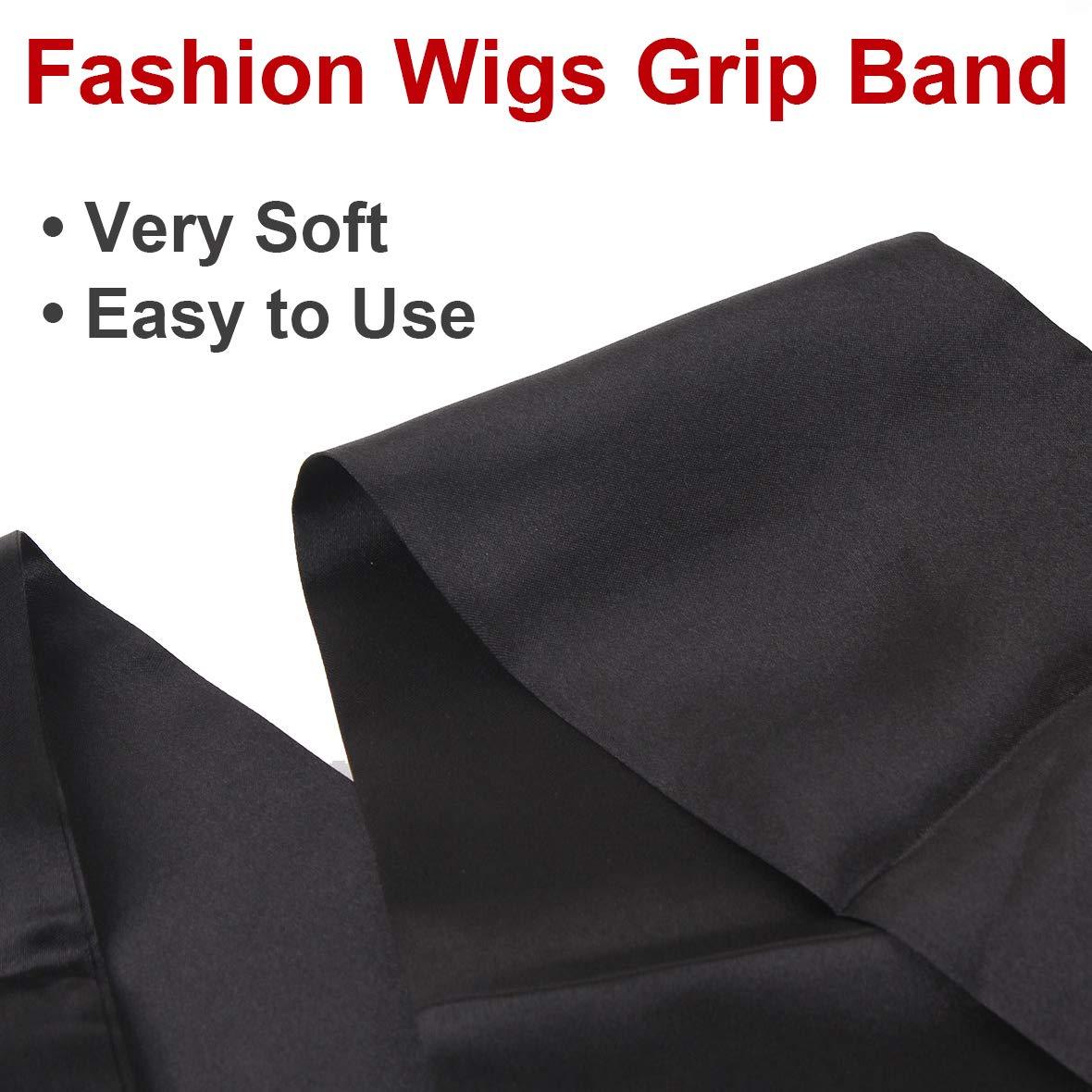 Wig Grip Band Soft Satin Scarf Fashion Headbands for Lace Frontal Wigs Fixing, Makeup, Sports, Yoga, Facial (1 Pcs, Black)