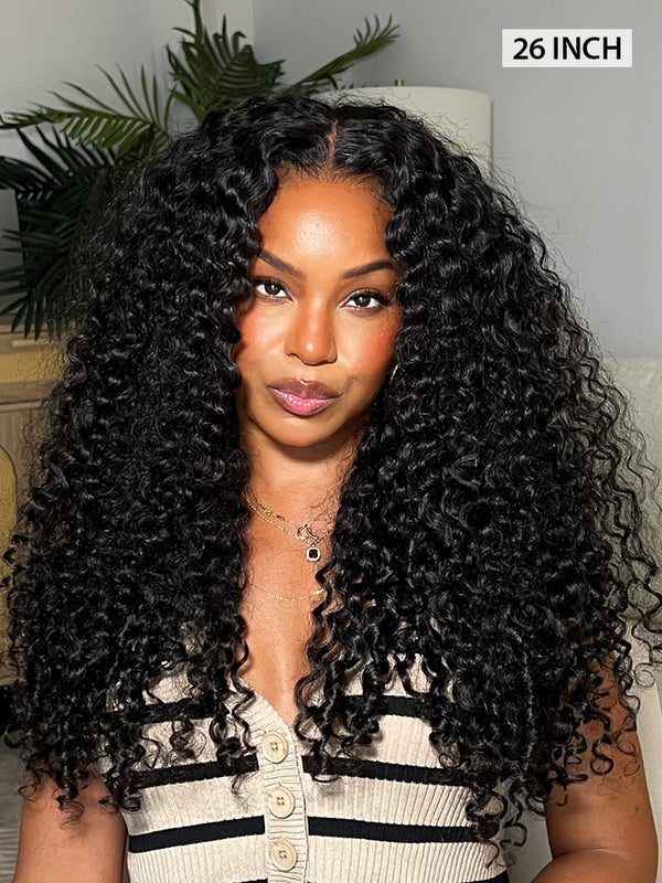 Onimehair™ Pre-Bleached Burmese Curly Human Hair Pre-Cut 360 Lace Wear Go Glueless Wig Pre-Plucked