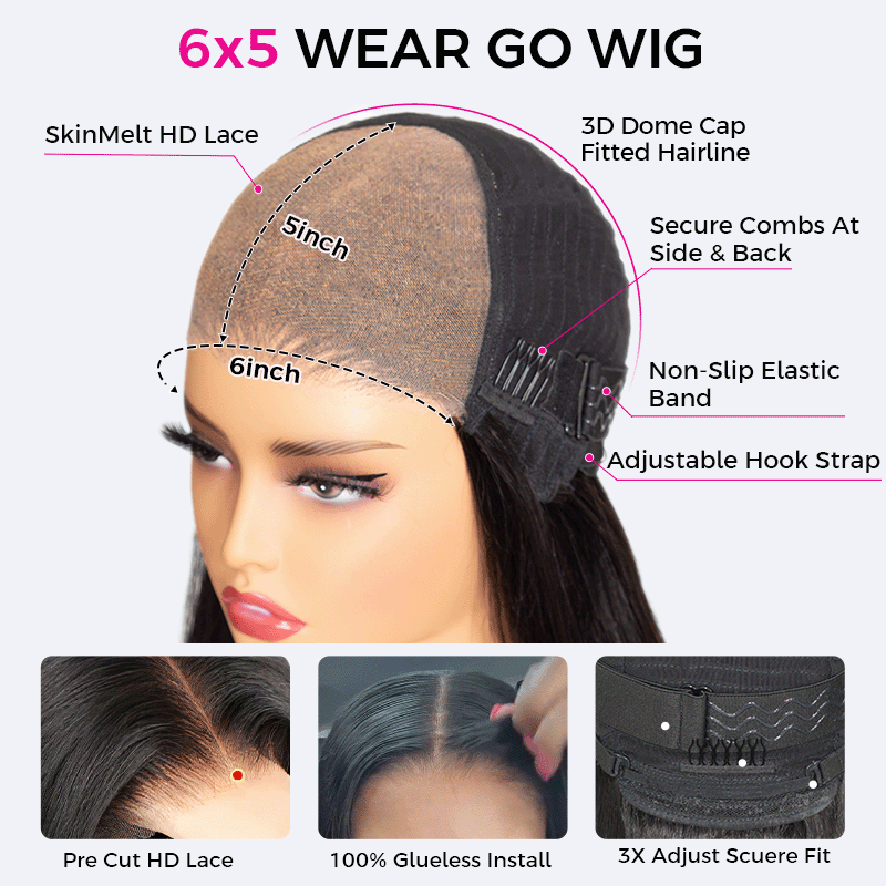 Deep Wave Glueless Bob Human Hair Wig 6×5 HD Lace Pre Everything Natural Look 180% Density