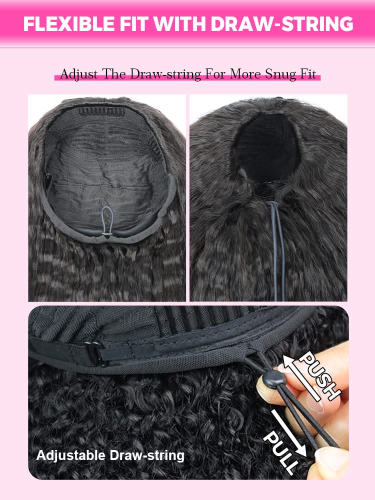 Onimehair™ 3 In 1 Half Wig Layered Curly Bob Pre-Styled onimehair Curly Half Wig Draw-strings Flip Over Wig - Onime Hair