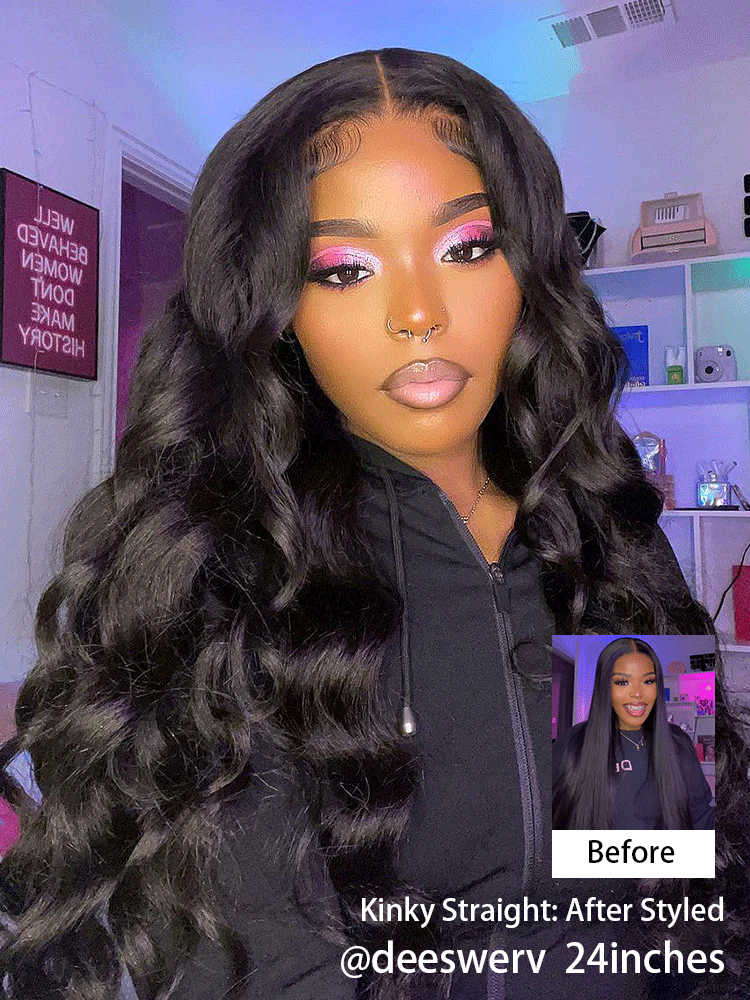 Onimehair™ Pre-bleached onimehair Straight Hair Wear Go Glueless Wig 7x5 Pre-cut HD Lace Pre-plucked