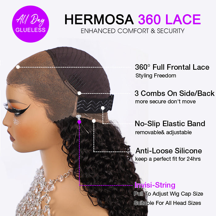 Onime Hair 4C Edges curly wig with natural hairline, glueless human hair, 220% density, and discreet invisible cap.