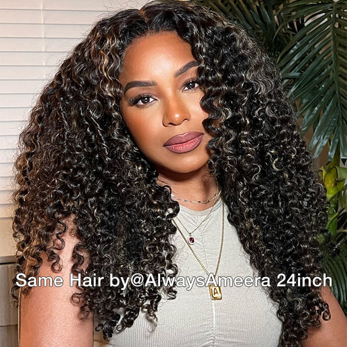 Onime Hair 4C Curly Edges glueless wig with natural hairline and 220% density, showcasing curly human hair wig on a model.