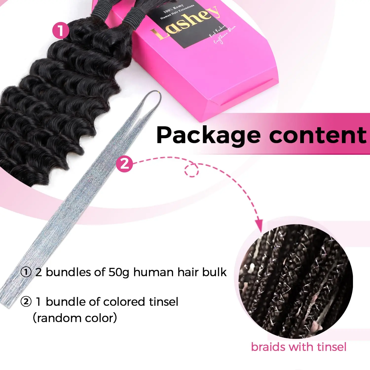 Onime Double Drawn Human Braiding Hair Bulk for Boho Braids Knotless Box Braid