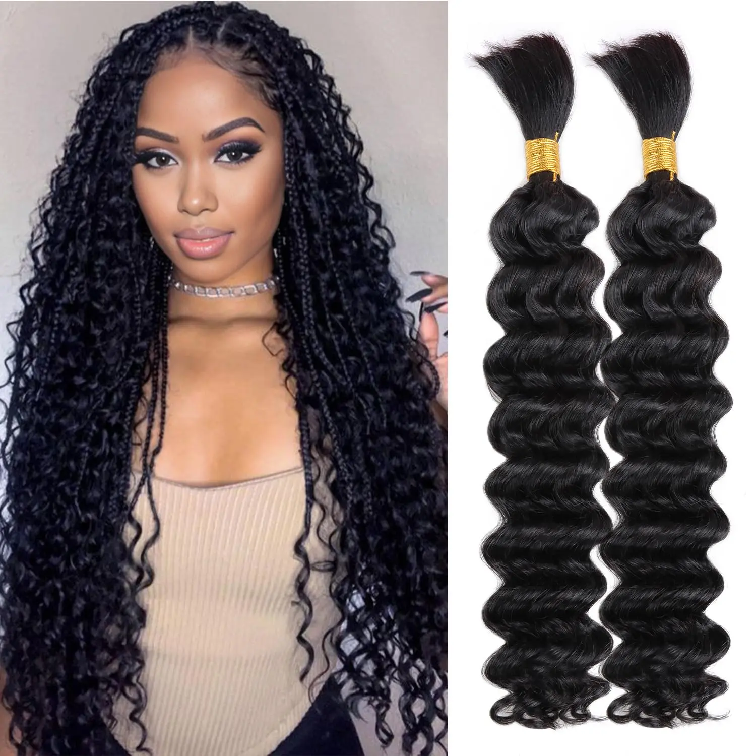 Onime Double Drawn Human Braiding Hair Bulk for Boho Braids Knotless Box Braid