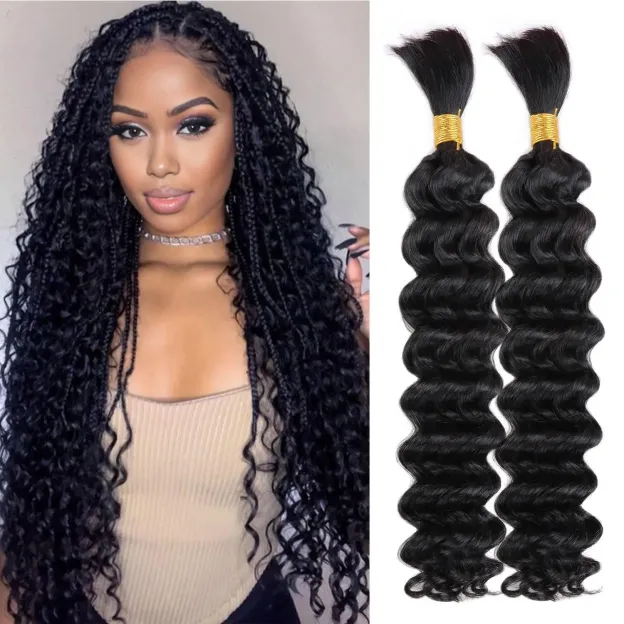 Onime Double Drawn Human Braiding Hair Bulk for Boho Braids Knotless Box Braid