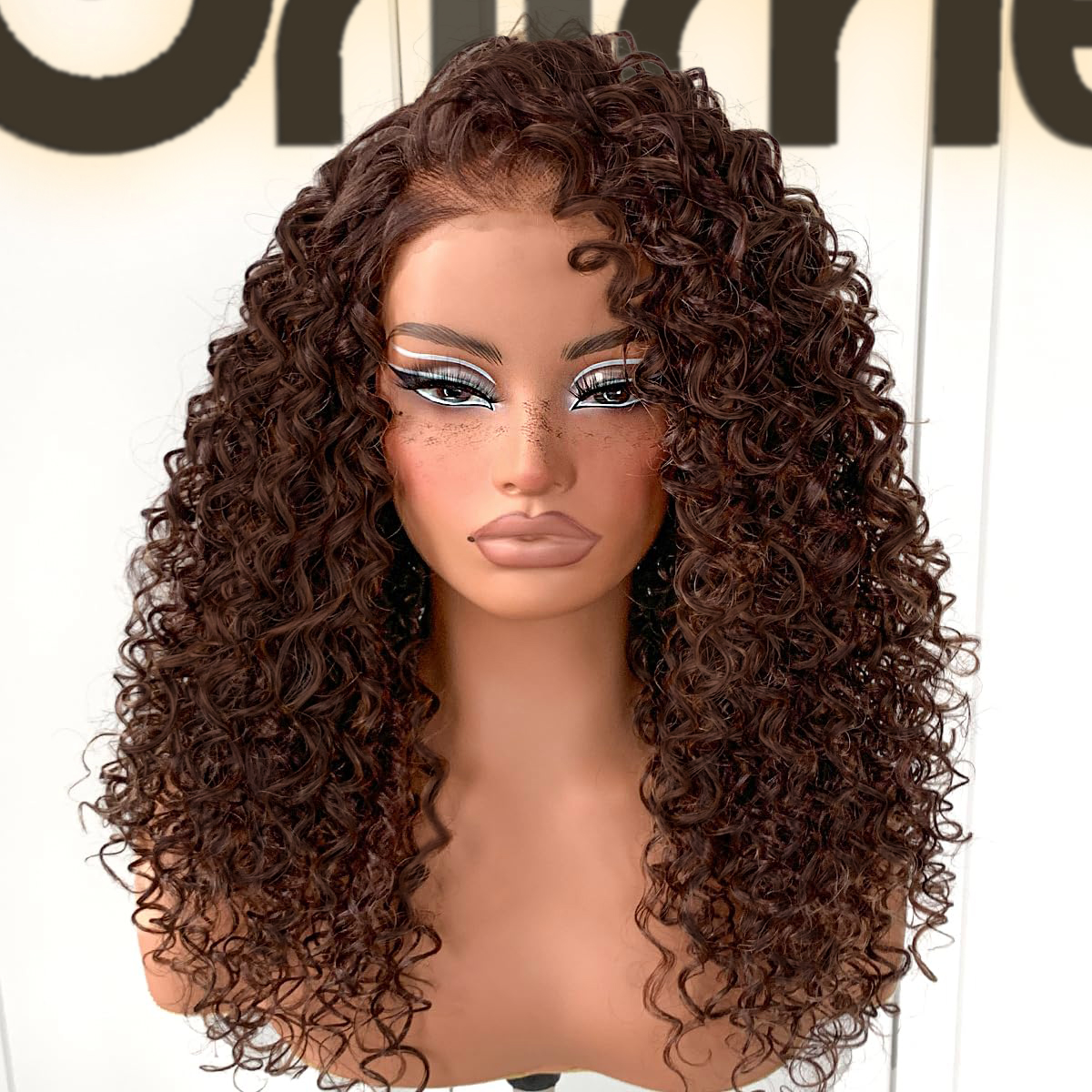 Onimehair™Wear And Go Glueless Wig Pre-Plucked Honey Blonde Curly Wig Human Hair Lace Front Wig 13x4 Highlights Afro Wig For Black Women