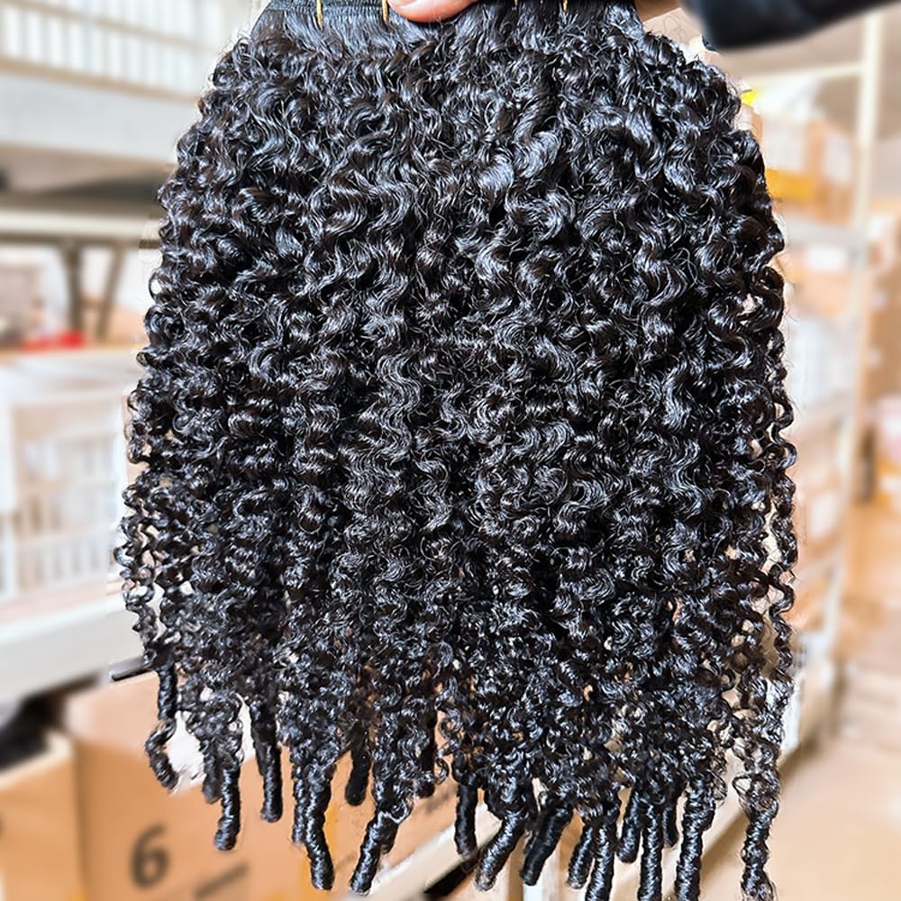 Onimehair™Burmese Curly Clip in Hair Extensions Human Hair 3C4A Lace Clip in Human Hair Extensions 7pcs 120g/set Spirally Curly Classic Clips Ins Real Human Hair Extension Full Head For Black Women 14 Inch