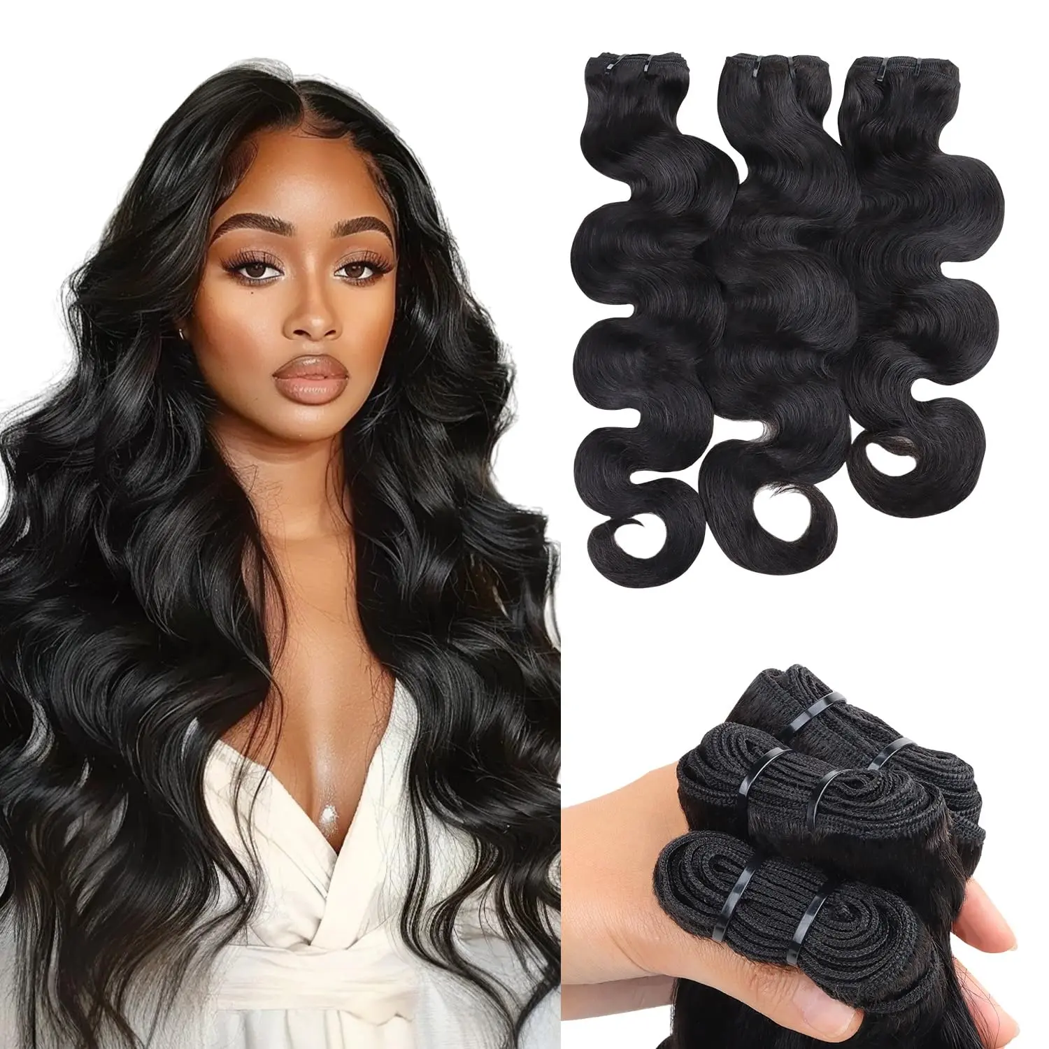 Onime Raw Hair Bundles Body Wave 3pcs Hair Wefts Human Hair