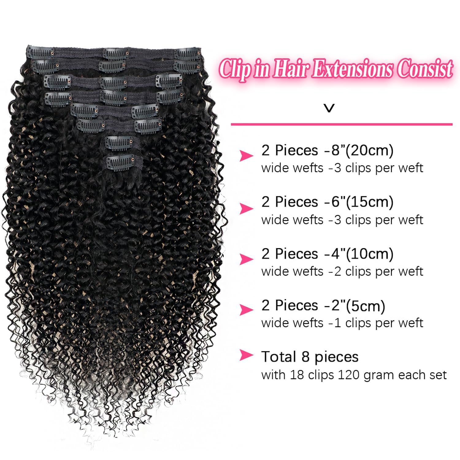 Onimehair™Extension Full Head For Black Women Burmese Curly Clip in Hair Extensions Real Human Hair Messy Curly Clip Ins for Women Brazilian Remy Human Hair Natural Black 12Inch