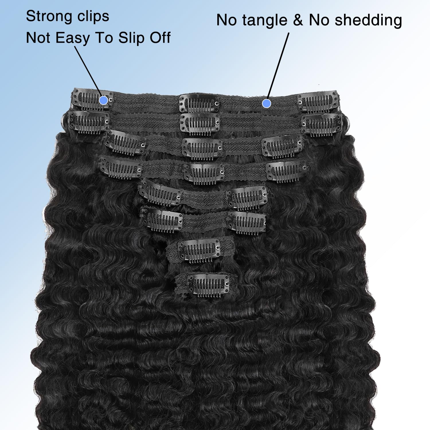 Onimehair™Extension Full Head For Black Women Burmese Curly Clip in Hair Extensions Real Human Hair Messy Curly Clip Ins for Women Brazilian Remy Human Hair Natural Black 12Inch
