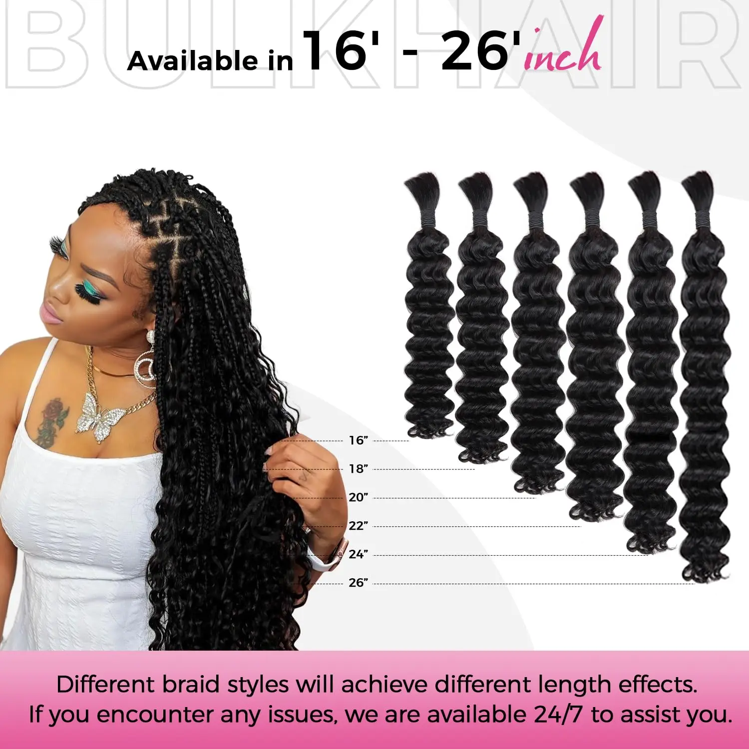 Onime Double Drawn Human Braiding Hair Bulk for Boho Braids Knotless Box Braid