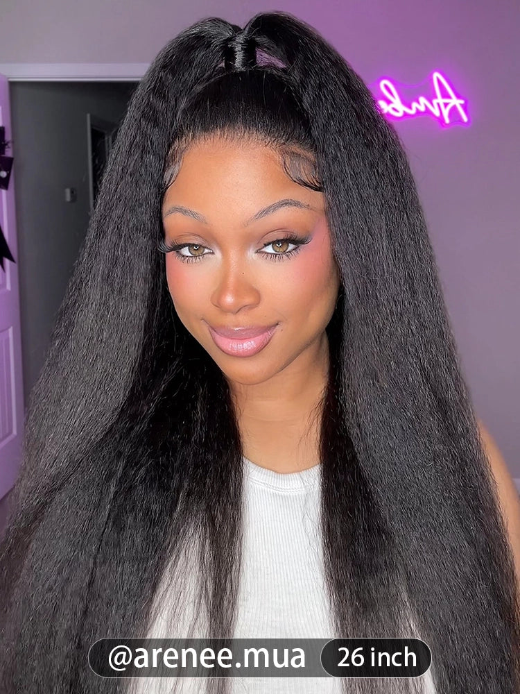 Onimehair™ 360 Fit Wig Pre-Bleached onimehair Straight Human Hair Pre-Cut 360 Lace Wear Go Glueless Wig Pre-Plucked