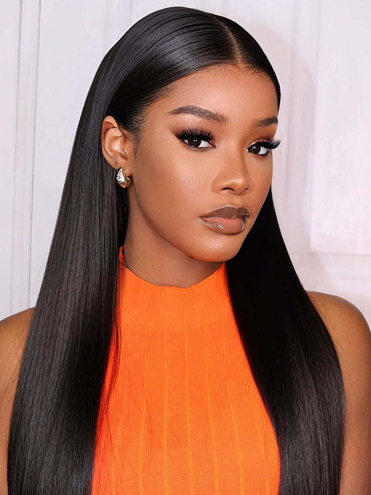 Onimehair™  Pre-Bleached Knots 13x4/13x6 HD Lace Straight Human Hair Wear Go Glueless Wig With Elastic Draw-string