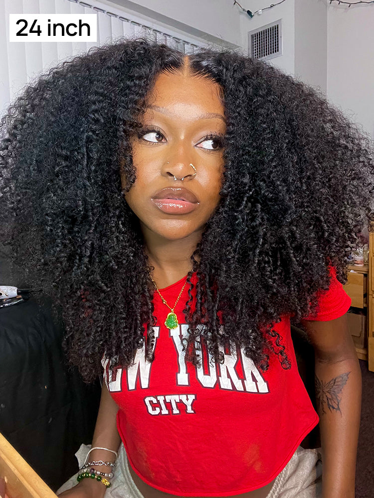 Onimehair™ Pre-bleached Wear Go Glueless Afro onimehair Curly Pre-cut HD Lace Wig Pre-plucked