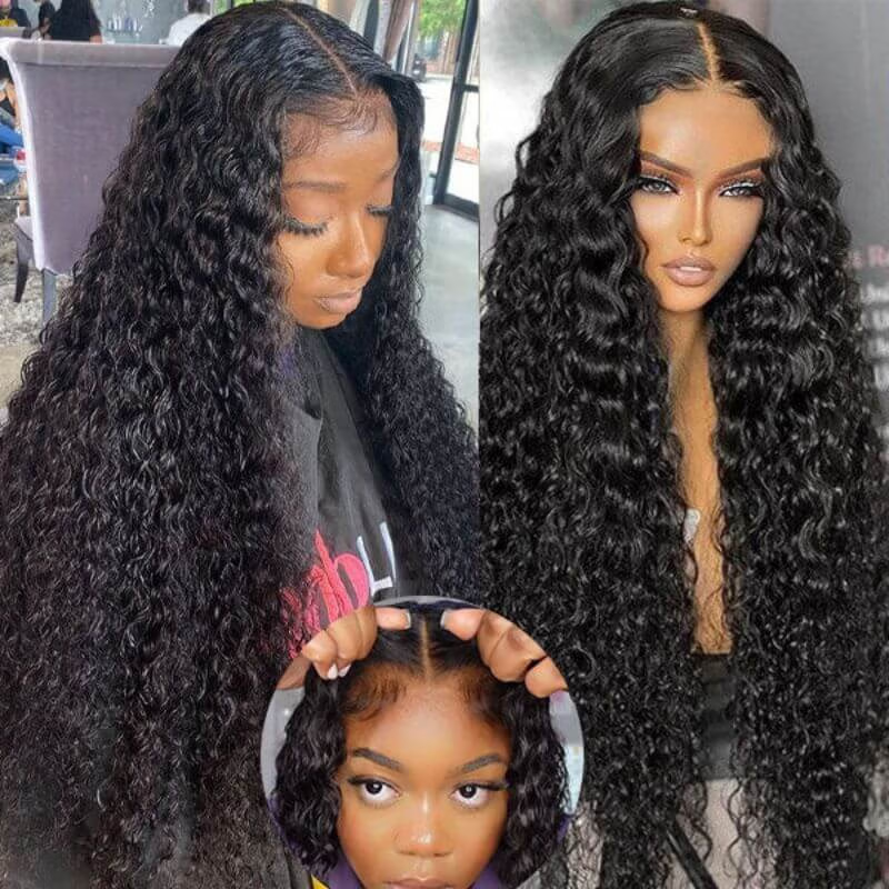Onimehair™Pre Everything Water Wave 6x4 / 13x6 Lace Frontal Glueless Wigs Invisible Drawstring HD Transparent Lace Wig Flash Sale