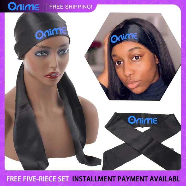 Wig Grip Band Soft Satin Scarf Fashion Headbands for Lace Frontal Wigs Fixing, Makeup, Sports, Yoga, Facial (1 Pcs, Black)