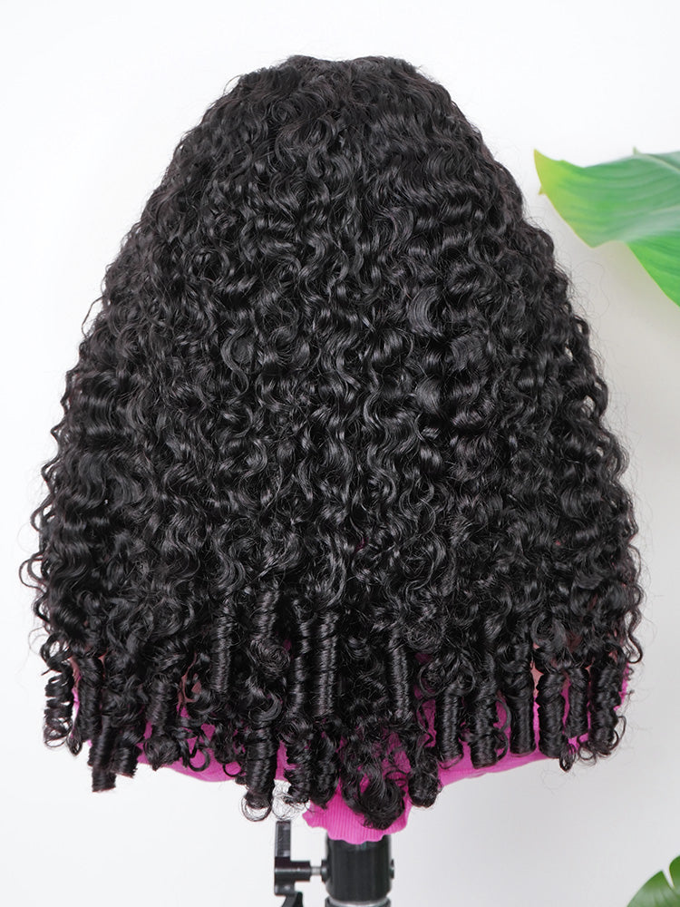 Onimehair™ 360 Fit Wig Pre-Bleached Burmese Curly Human Hair Pre-Cut 360 Lace Wear Go Glueless Wig Pre-Plucked