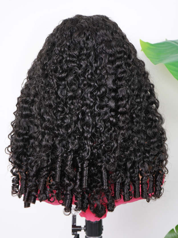 Onimehair™ Pre-bleached Wear Go Glueless Wig 7x5 Pre-cut HD Lace Burmese Curly Human Hair