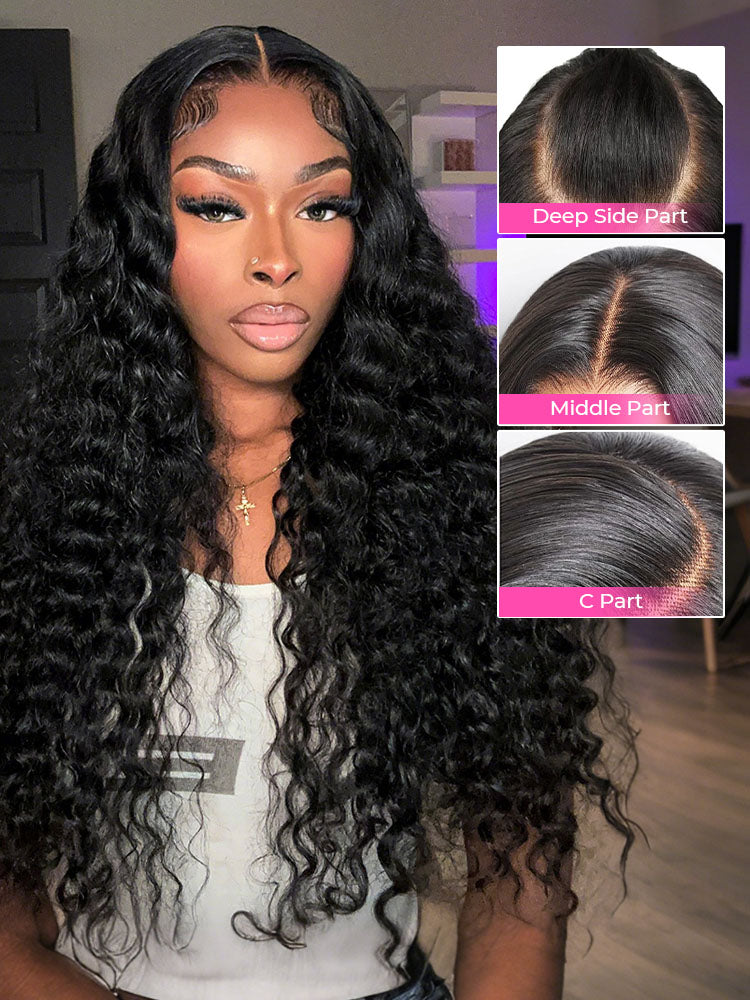 Onimehair™ Pre-bleached Deep Wave Wear Go Glueless Wig Pre-cut 13x4 HD Lace Wig Pre-plucked