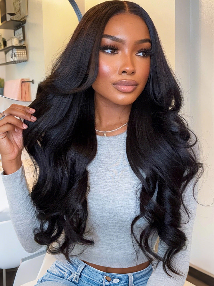 Onimehair™ Pre-bleached Body Wave Hair Wear Go Glueless Wig 13x4 Pre-cut HD Lace Pre-plucked