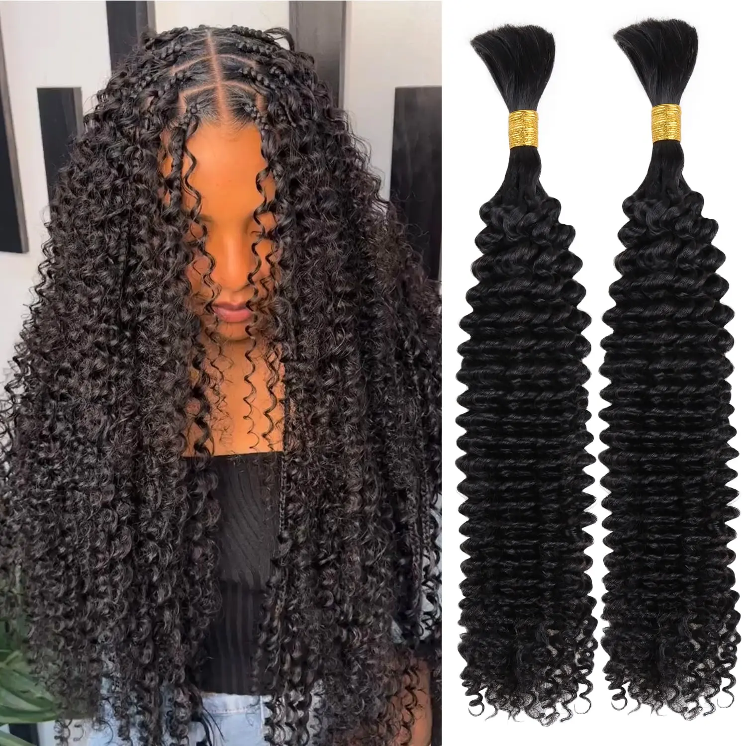 Onime Double Drawn Human Braiding Hair Bulk for Boho Braids Knotless Box Braid