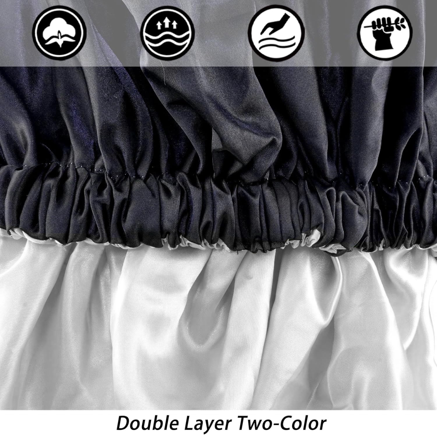 Satin Bonnet Silk Bonnet Hair Bonnet for Sleeping-Slouchy Beanie Hat Satin Sleep Cap for Women's Natural & Curly Hair(Black&Gray)