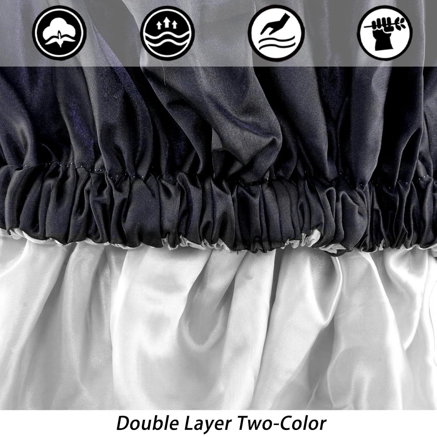 Satin Bonnet Silk Bonnet Hair Bonnet for Sleeping-Slouchy Beanie Hat Satin Sleep Cap for Women's Natural & Curly Hair(Black&Gray)