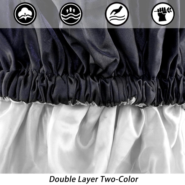 Satin Bonnet Silk Bonnet Hair Bonnet for Sleeping-Slouchy Beanie Hat Satin Sleep Cap for Women's Natural & Curly Hair(Black&Gray)