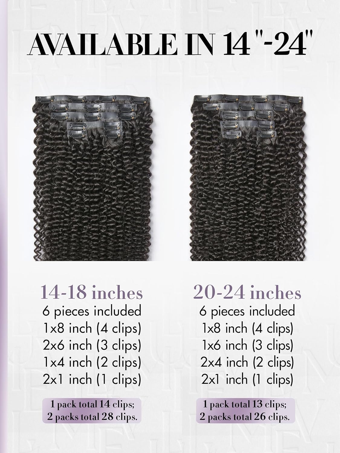 Onimehair™Clip in Hair Extensions 2 Pack Messy Curly Real Human Hair, Remy Hair Clip ins for Women, Natural Human Hair, 14 inch 220g 12Pcs, Natural Black