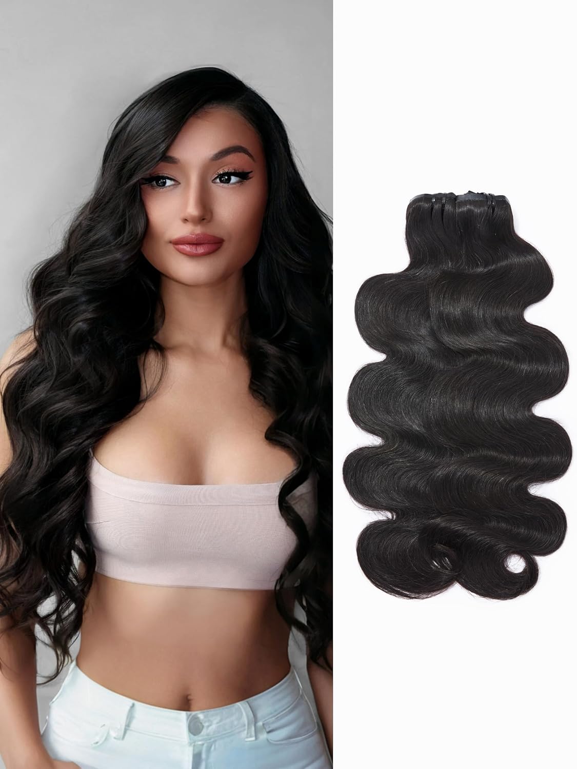 Onimehair™Clip in Hair Extensions 2 Pack Messy Curly Real Human Hair, Remy Hair Clip ins for Women, Natural Human Hair, 14 inch 220g 12Pcs, Natural Black