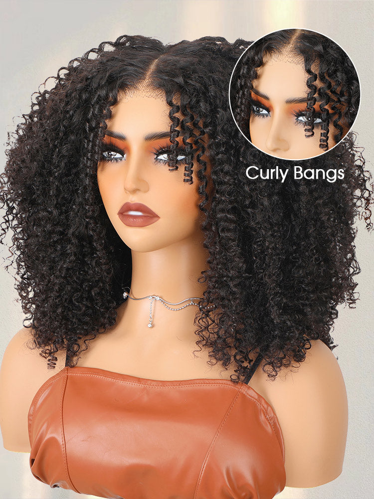 Onimehair™ Pre-style Finger Coily 250% Thick Curls Wear Go Glueless Wig 6x4 Pre-cut HD Lace Wig Pre-plucked