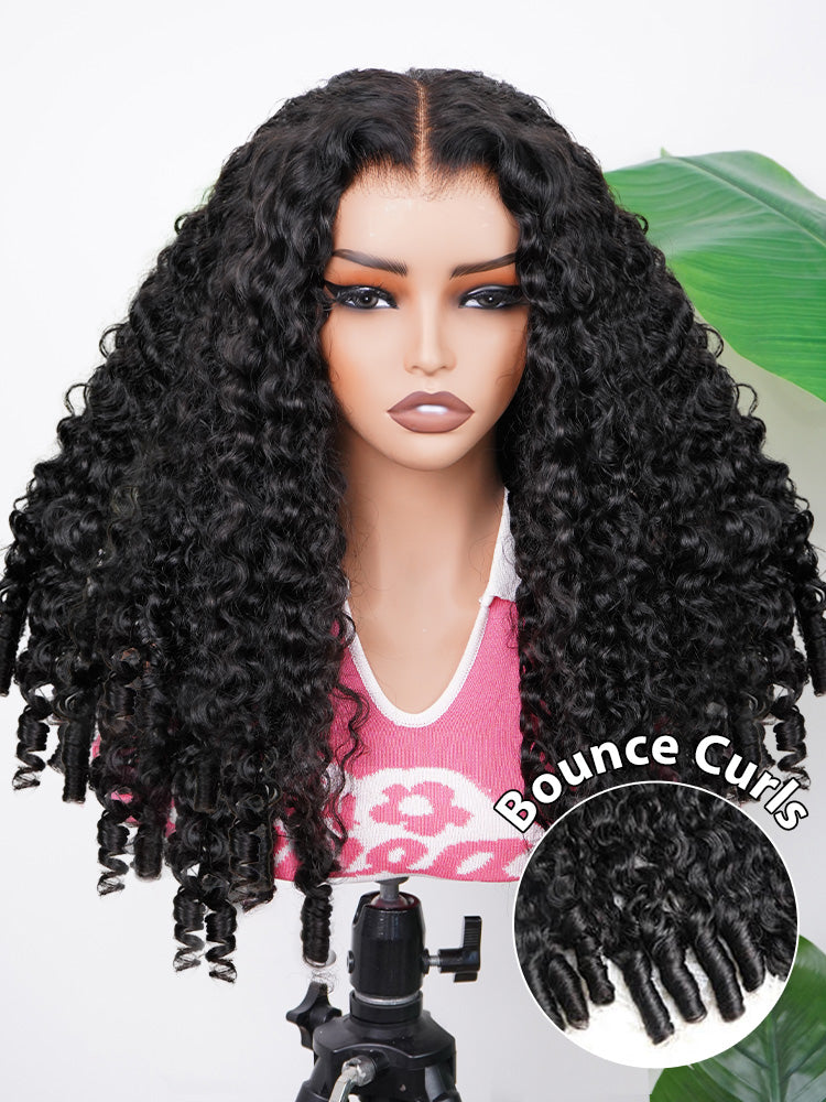 Onimehair™ Pre-bleached Wear Go Glueless Wig 7x5 Pre-cut HD Lace Burmese Curly Human Hair