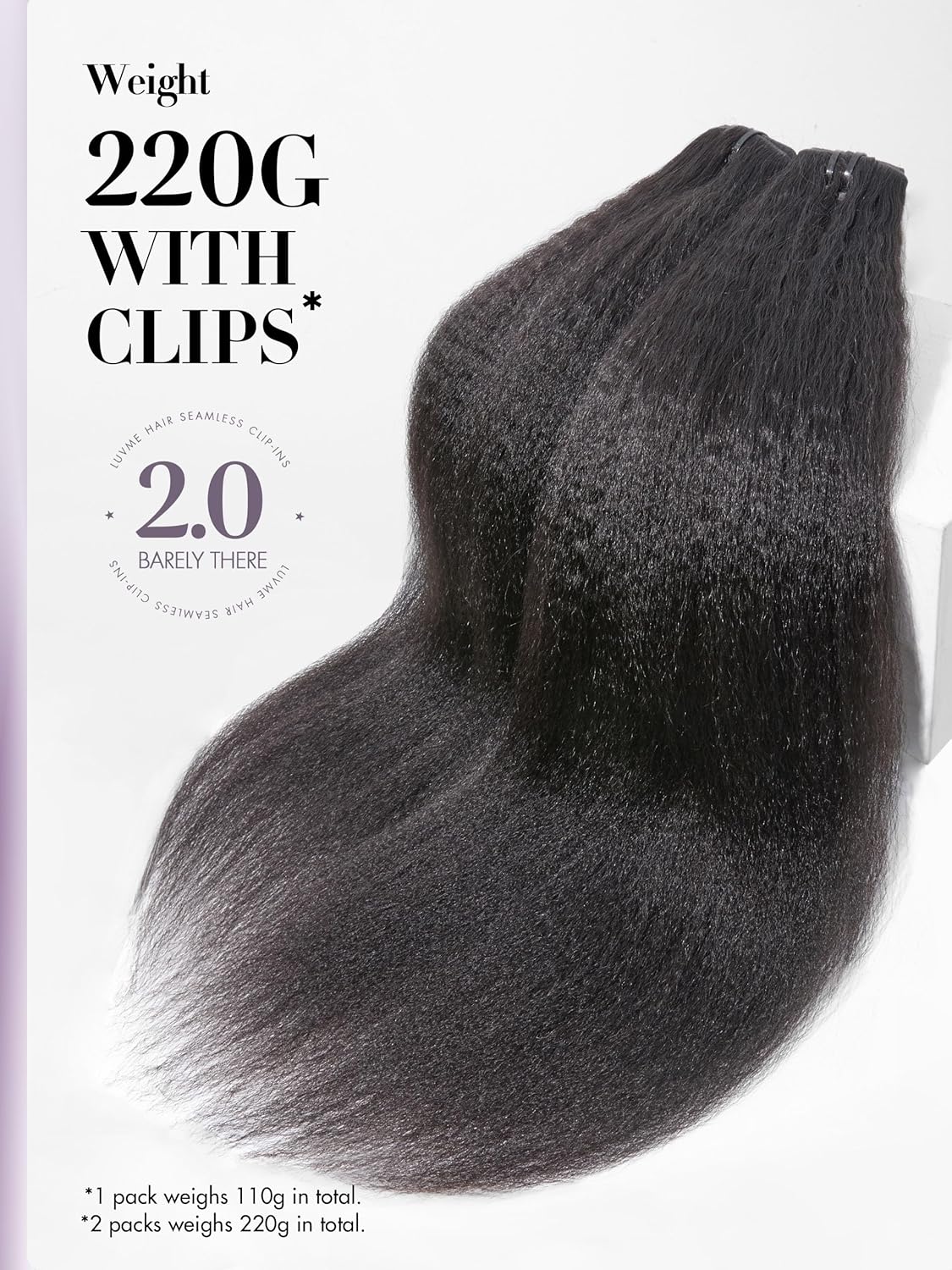Onimehair™Clip in Hair Extensions 2 Pack Messy Curly Real Human Hair, Remy Hair Clip ins for Women, Natural Human Hair, 14 inch 220g 12Pcs, Natural Black