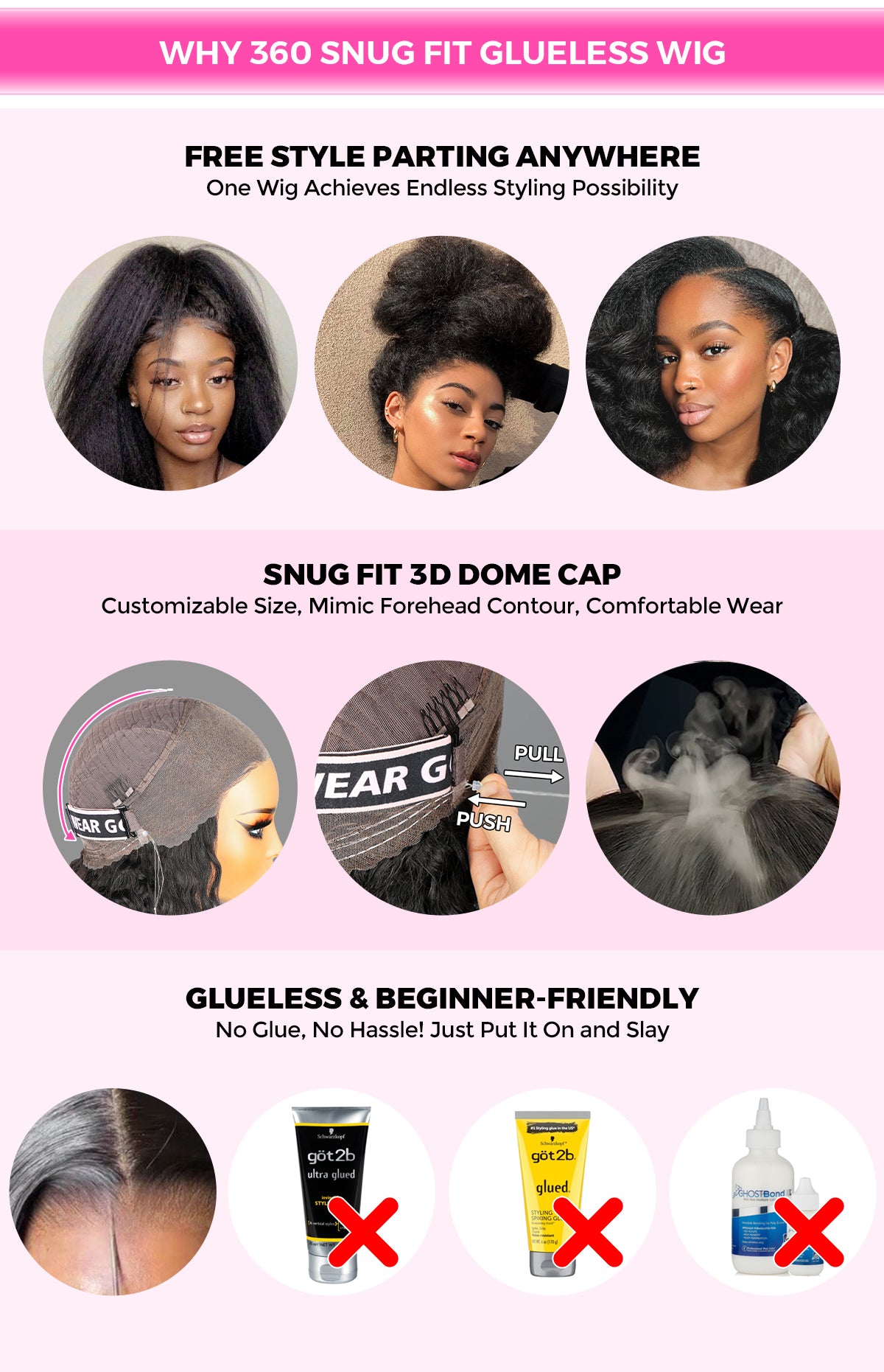 360 Glueless Wigs