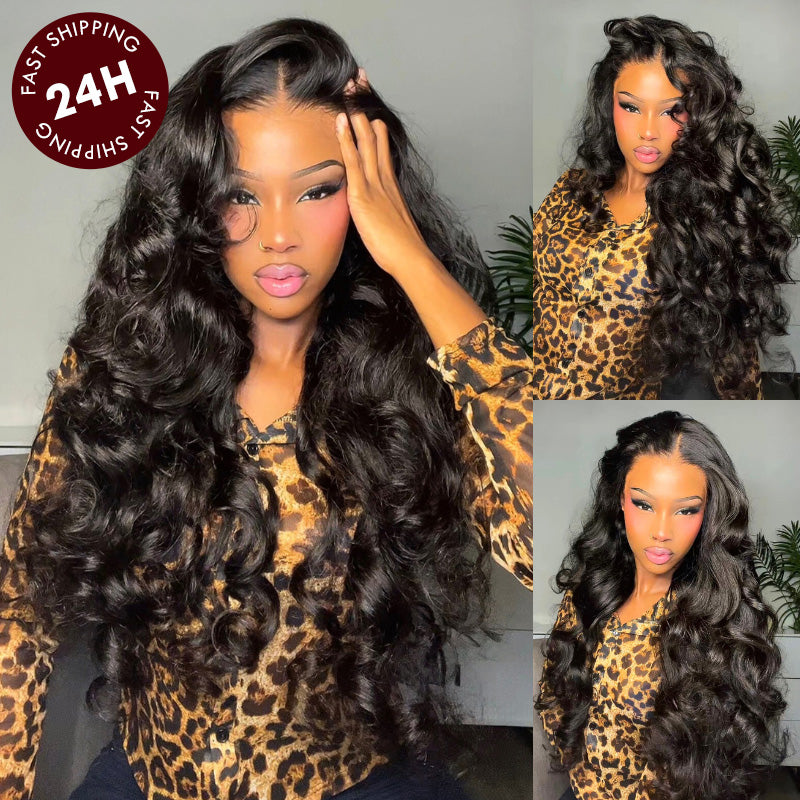 Pre Everything Loose Wave Lace Front Wigs with Curtain Bangs Clear Transparent HD Lace Glueless Wig Flash Sale-Onime Hair