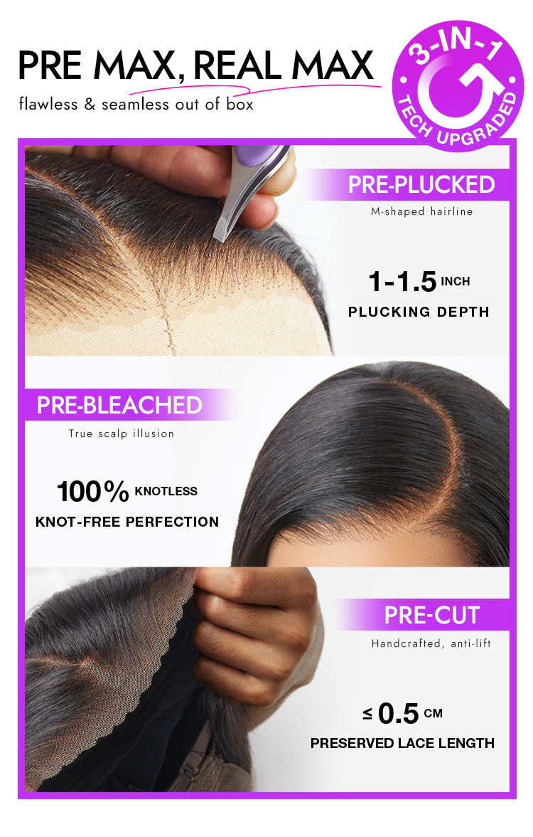 PreMax Wigs | Jet Black Middle Part Silky Straight Glueless 5x5 Closure Lace Wig Pre-Cut Lace-03