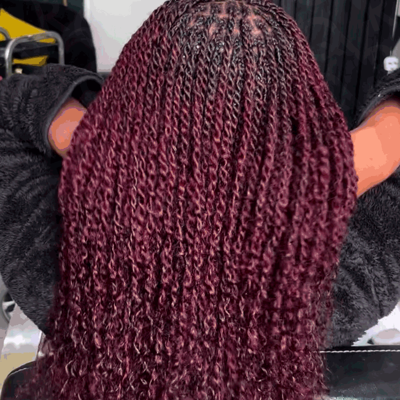 Onimehair™  Burgundy #99J Color Afro Kinky Bulk Human Hair For Braiding Dreadlock Hair - Onime Hair