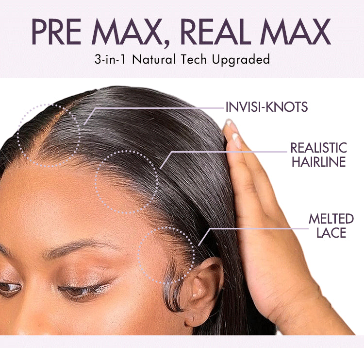 PreMax Wigs | Natural Looking Brown Highlight Silky Blunt Cut Bob Glueless 13x4 Frontal Pre-Cut Lace Wig