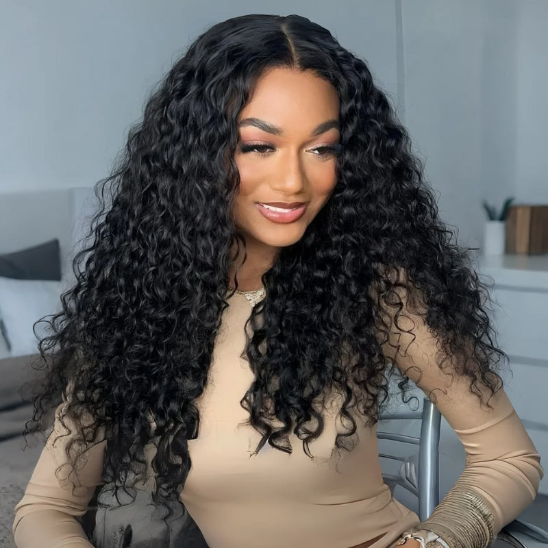 Onimehair™Pre Everything Water Wave 6x4 / 13x6 Lace Frontal Glueless Wigs Invisible Drawstring HD Transparent Lace Wig Flash Sale